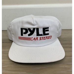 Vintage PYLE Car Stereo White Snapback Baseball Cap Midwest Embroidery Retro USA